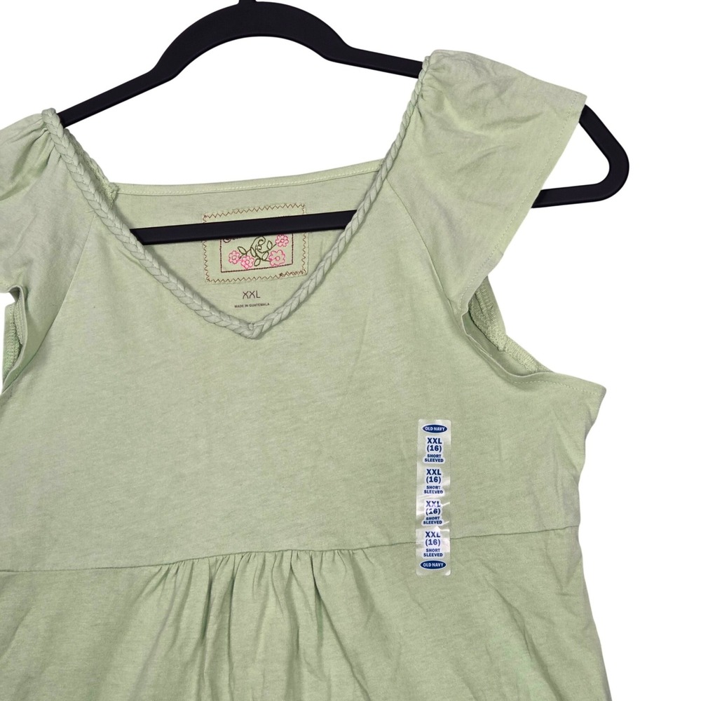 NEW‎ 2006 Old Navy Girl XXL 16 Flutter Sleeve Top Light Green T Shirt Y2K 2000s